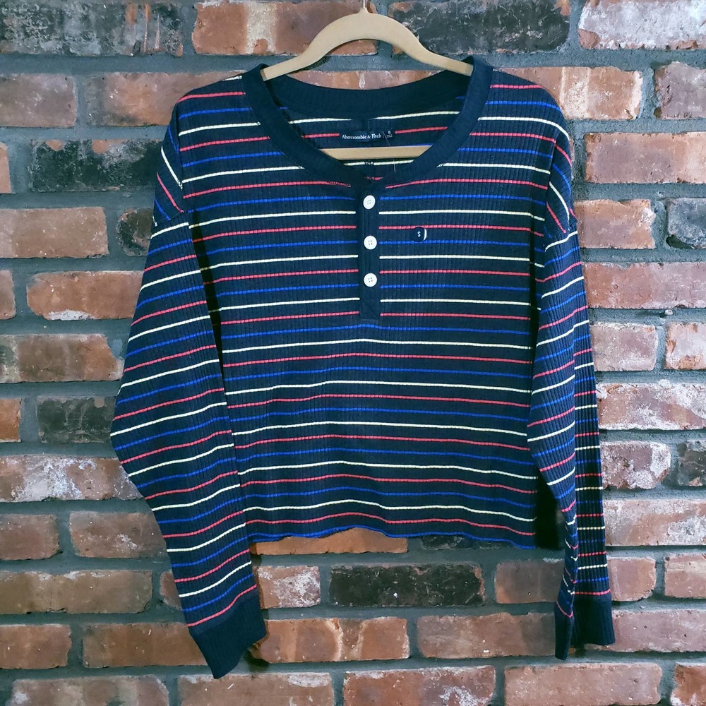 Abercrombie & Fitch Shirt Crop top Long Sleeve Henley Women's Small NWT